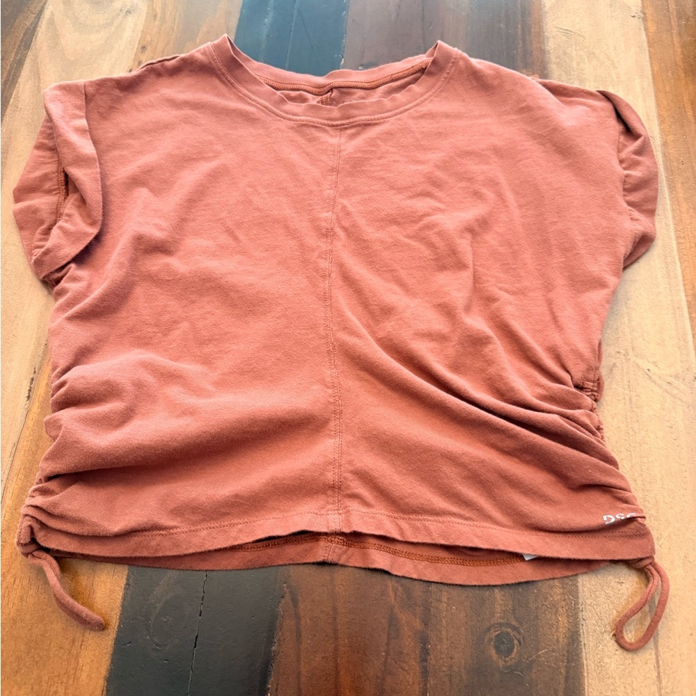 DSG Pink and Orange Crop Ruched T-Shirt